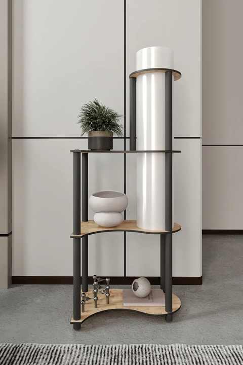 Nefiz Home Tina Decorative Shelf Modern Floor Lamp - White Lampshade