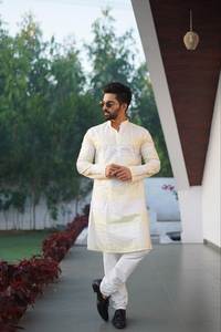 Kurta pyjama pour homme en coton PC tendance avec impression ombrée et broderie, prix de gros, achat en ligne en Inde - Product Image 3