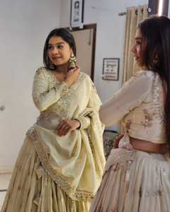 Calidad Premium Heavy Chinon Silk Cancan Canvas Patta Lentejuelas hermosas Zari Bordado Trabajo Más popular Lehenga Choli Party - Product Image 4