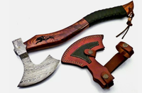 Hache de survie Thewizcrafts de qualité industrielle en acier Damas, manche en bois de rose, étui en cuir, 2 lb, 34 cm