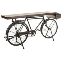 Table Console décorative de vélo en bois de manguier massif naturel de style loft industriel rétro