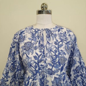 Fabricant de robes en coton fleuri faites à la main, robe bohème décontractée d'été - Product Image 5