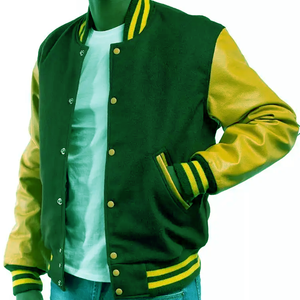 แจ็คเก็ต2023ขนแกะสีน้ำตาลแดงปรับแต่งได้แบบกันน้ำมีซิปแขนหนังปักโลโก้ผ้ากำมะหยี่สำหรับฤดูหนาว - Product Image 1