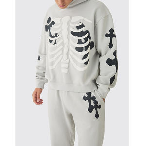 Survêtement pour homme de haute qualité, en coton tissé d'hiver, streetwear, lourd, surdimensionné, ample, à capuche, survêtement croisé - Product Image 2