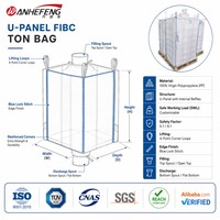 Sac vrac FIBC anti-épanouissement à panneau en U avec nervures renforcées, bordure à point de couture bleue, boucles de levage à 4 points, étanche pour poudre fine