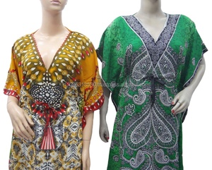 Printed Design <b>Women</b> Long Kaftan Hippie Boho Dress Kimono Caftan Night Wear Polyester Maxi <b>Poncho</b> New Design Look Plus Size - Product Image 2