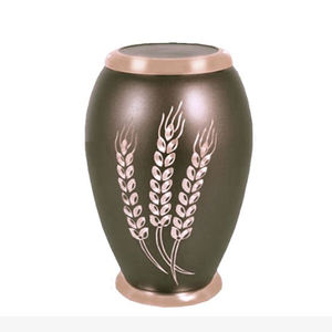 Urne de crémation pour adulte en métal en aluminium avec impression de conception de blé couleur noire urne funéraire de qualité supérieure pour la décoration de la maison - Product Image 1