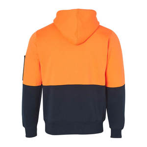 Loose Fit Two Tone Hi-Visibility Long Sleeve Windcheater Pullover 100% Cotton Orange/Navy L Hoodie for Man - Product Image 3