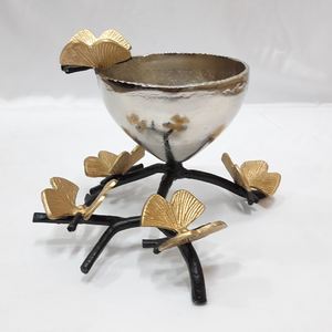 Bol en forme de papillon plaqué or Plats rectangulaires en métal aluminium et assiettes Bol décoratif pour la maison - Product Image 1