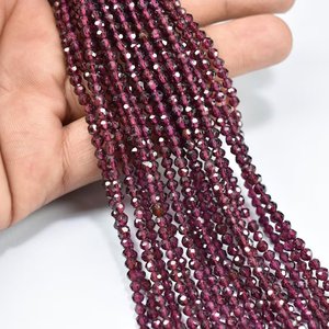 Cuentas redondas microfacetadas granate de alta calidad, hebras de 3-3,5mm en forma de bola, cuentas de piedras preciosas sueltas para la fabricación de joyas, precio al por mayor - Product Image 3