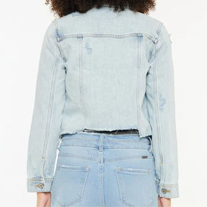 Nouveauté Ensemble veste et pantalon en jean pour femme, décontracté, coupe slim, lavage délavé, design personnalisé OEM, vente en gros, ensemble en jean pour femme, streetwear - Product Image 6