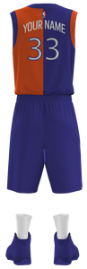 เสื้อบาสเก็ตบอลสีส้มสีน้ำเงินของผู้ชายเครื่องแบบบาสเก็ตบอลไซส์ใหญ่พิเศษดีไซน์ระบายอากาศ - Product Image 4