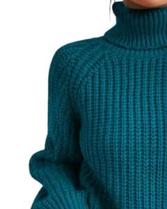 Teal <b>Turtleneck</b> Knit Sweater For Women Winter Warm Soft Ribbed Pullover Long Sleeve Casual Loose Fit <b>Top</b> Fashion Streetwear Wear - Product Image 3