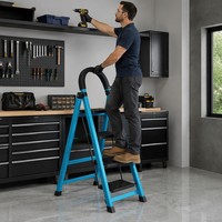 Escalera Plegable de 4 Peldaños, Resistente, Antideslizante, Resistente al Óxido, Taburete Metálico Robusto para Almacén, Hogar y Taller