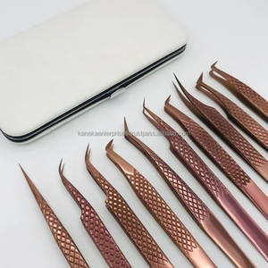 แหนบต่อขนตาแบบมืออาชีพ สีโรสโกลด์ ทำจากสแตนเลส ปลายไฟเบอร์สำหรับต่อขนตาแบบวอลุ่ม พลาสมา พร้อมโลโก้สั่งทำ - Product Image 1