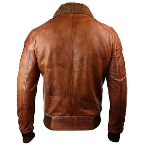 Vestes en cuir pour hommes de style urbain, de haute qualité, les plus vendues en gros, chaudes pour l'hiver, col montant, logo personnalisable sur le devant - Product Image 2