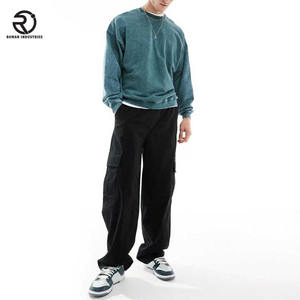 New Custom 380GSM Fleece Heavy Weight Oversized Hoodie Boxy Fit Acid Wash Unisex <b>Mock</b> <b>Neck</b> Sweatshirt - Product Image 4