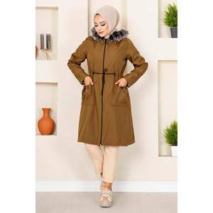 Manteau hijab Bondit à poches détaillées, marron, motif régulier, tailles 38/40, fabriqué en Turquie - Product Image 5