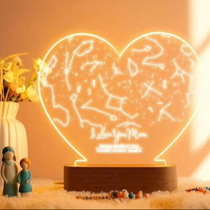 Personnalisé acrylique coeur étoile carte veilleuse chaude chambre décor Unique cadeau d'anniversaire pour maman amant anniversaire saint valentin - Product Image 2