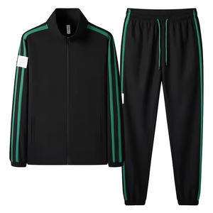 2025 coton fermeture éclair sans capuche survêtement vêtements de sport survêtements noir 2 pièces survêtement unisexe survêtements logo personnalisé survêtement ensemble - Product Image 3