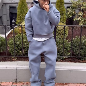 Chándales personalizados de algodón 100% para hombre, chándal de invierno con Logo para niño, Sudadera con capucha, conjunto de pantalones para correr, chándal de 2 piezas - Product Image 4