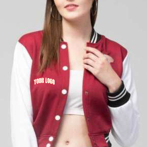 Varsity Jacket fabricante de ropa al por mayor personalizado de alta calidad de moda recortada de manga larga Varsity Jacket para las mujeres - Product Image 2