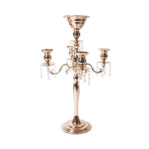 Grand candélabre de pièce maîtresse de couleur or rose avec candélabre en aluminium à 4 bras de qualité supérieure pour la meilleure vente - Product Image 1