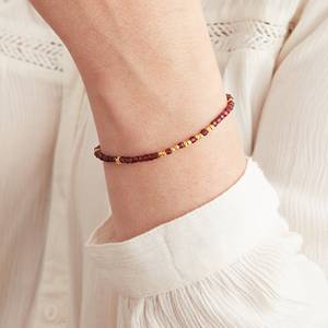 Élégant bracelet en perles d'or et grenat rouge Beauté des pierres précieuses naturelles en argent sterling Bracelet luxueux en grenat et argent - Product Image 2