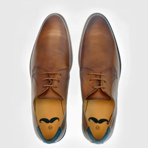 Calidad garantizada cuero clásico punta redonda efecto marrón Zapatos de vestir Oxfords para venta al por mayor - Product Image 1