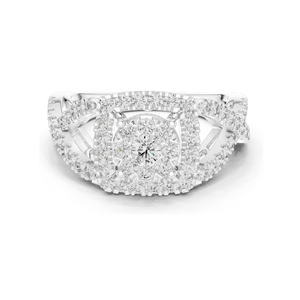 Bague halo en diamant de laboratoire 0,864 CT pour femmes, clarté VVS-VS EF, or 18 carats, 14 carats, 10 carats et argent 925, or rose, or jaune, or blanc - Product Image 1