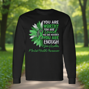 Camiseta de manga larga con lazo verde de Guerrero de Concienciación sobre la Salud Mental - Product Image 3