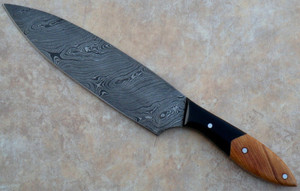 Couteau de chef de cuisine personnalisé en acier damas fait à la main avec capacité de coupe de légumes de haute qualité avec une gaine en cuir - Product Image 6