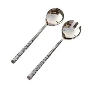 Stainless Steel Long Stick Design Handle <b>Spoon</b> & Fork Salad Serving <b>Coffee</b> <b>Spoon</b> Server Set Eco-Friendly Dishwasher Safe - Product Image 2