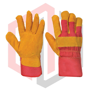 Guante de Trabajo Forrado de Lana, Cuero Vacuno, Puño Recto, Protección Completa para la Palma, Soldadura, Protección Laboral, Antiestático, Antideslizante, 11 oz - Product Image 1