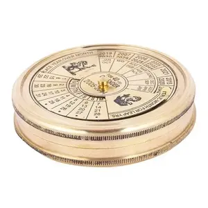 Base en laiton pur Conception de calendrier perpétuel Meilleur pour les décorations de table Maison festive Accents de qualité supérieure de haute qualité - Product Image 1