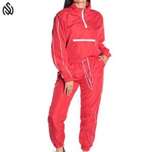 Combinaisons de vêtements de sport avec logo brodé sur mesure Survêtement coupe-vent zippé Meilleur design Survêtement coupe-vent pour femmes - Product Image 1