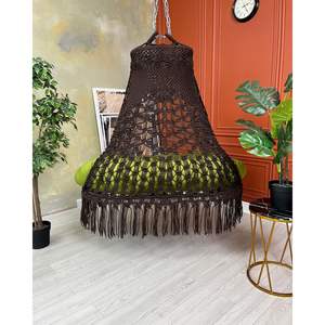 Grande chaise suspendue en macramé pour l'intérieur et l'extérieur, mobilier de patio suspendu pour balcon et salon - Product Image 2