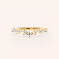Anillo de Boda con Corona de Diamantes Cultivados en Laboratorio con Certificación IGI, Oro Rosa/Blanco y Amarillo de 18K, Banda de Tiara Curva con Diamantes
