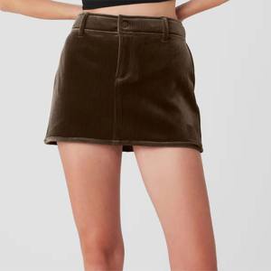 กระโปรงสั้นผ้าลูกฟูกลำลองสำหรับผู้หญิง-กระโปรงทรงเอเข้ารูปมีกระเป๋าเหมาะสำหรับชุดฤดูใบไม้ร่วงและฤดูหนาว - Product Image 6