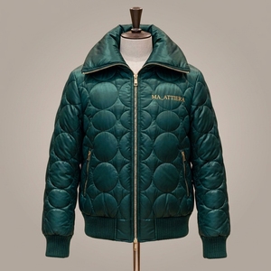 Men <b>Quilted</b> Padded Bomber <b>Jacket</b> Circular <b>Pattern</b> Ribbed Cuff Zip Up Warm Winter <b>Jacket</b> OEM ODM Wholesale - Product Image 1