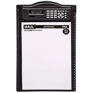 MAUL Black Plastic <b>Clipboard</b> 23.5 X 35.3 cm DIN A4 with Solar Calculator and Paper Stop on the Left - Product Image 2