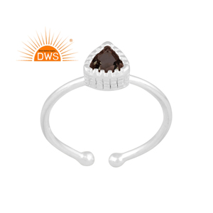 Latest Trending Fine Sterling Silver Natural Smoky Quartz Gemstone <b>Adjustable</b> <b>Ring</b> Custom Jewelry for Women Gift for Her - Product Image 1