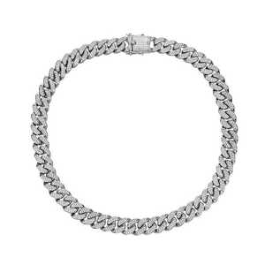 Collier chaîne cubaine tendance en argent 925 plaqué or blanc avec diamants de laboratoire VS1 taille brillant à double rangée de 22 pouces - Cadeau pour - Product Image 6