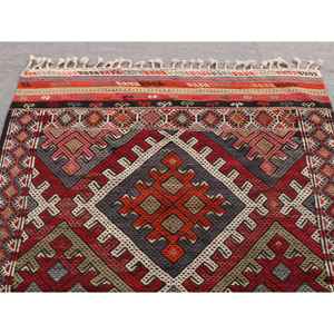 Tapis turc vintage 4,4 x 6,1 pieds, tapis d'intérieur, tapis en laine rouge Kilim - Product Image 4