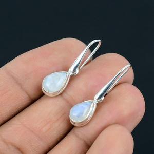 Pendientes de piedras preciosas de piedra lunar Spinner de plata de ley sólida 925, joyería perfecta para mujer, Pendientes colgantes, regalo para Fuego Azul - Product Image 3