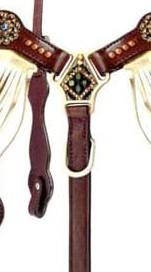 ที่สวมศีรษะและปลอกคออกสไตล์ขนนกสีทองทำจากไนลอนคุณภาพสูงพร้อมเครื่องมือสำหรับการแข่งม้าและความปลอดภัย - Product Image 5