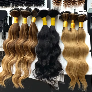 Precio al por mayor, 100%, cutícula virgen alineada, cabello crudo Remy indio sin procesar, pelos sin trama, sensación de cabello trenzado humano individual - Product Image 1