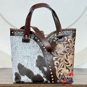 กระเป๋าโท้ทหนังวัวแท้ลายดอกไม้สไตล์ตะวันตก ปี 2025 พร้อมฝาปิดแม่เหล็ก ใช้ได้หลายแบบสำหรับผู้หญิง - Product Image 1