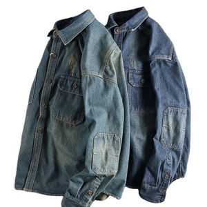 Vestes en jean pour hommes Printemps Automne Casual Oversize Vêtements d'extérieur Lavés Fermeture éclair Col rabattu Manteaux en jean Vintage Streetwear - Product Image 5