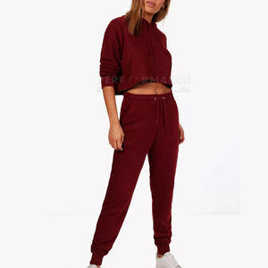 Ensemble de sweatshirts à capuche coupe-vent fabriqués en usine pour femmes, ensemble de sweatshirts à capuche courts en coton de la meilleure qualité - Product Image 1